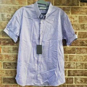 ALEXANDER MCQUEEN BENGAL STRIPED COTTON SHORT-SLEEVE SHIRT Size 54